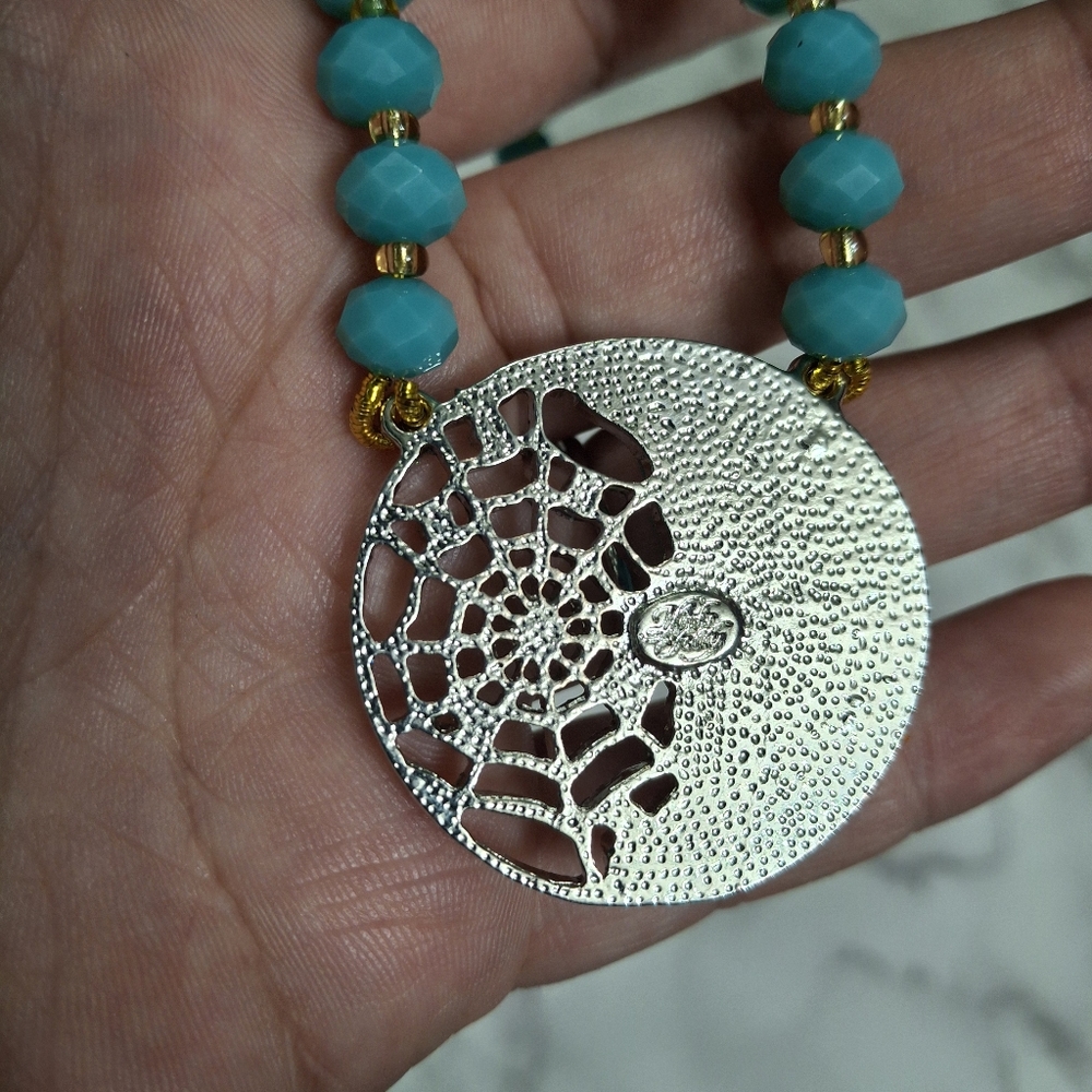 Kirks Folly Blue Moon Face Web Necklace - Picture 3 of 11